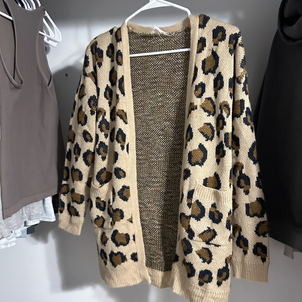 Hayden Cream and Brown Animal Print Cardigan